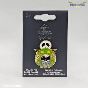 Loungefly Disney NBC Jack Skellington Wreath Glow-in-the-Dark Enamel Pin